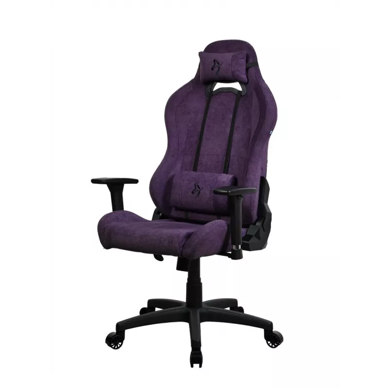 Gaming kėdė Arozzi Torretta SoftFabric Violetinė – ergonomiška, reguliuojamos porankiai, atlošiama nugara