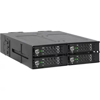 ICY DOCK ToughArmor MB720MK-B V3 – 4x M.2 NVMe PCIe 4.0 į 4x OCuLink 5.25 colio lizdo metalinis juodas krepšys su raktų užraktu (tri-mode suderinamas)