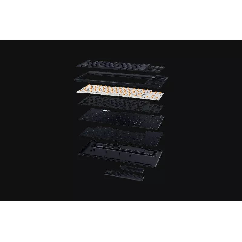 Razer BlackWidow V4 Low-Profile Tenkeyless HyperSpeed klaviatūra, žaidimų, USB / RF belaidė / Bluetooth, QWERTY US International, juoda