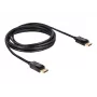 DisplayPort kabelis DeLOCK 82424 3 m Vyriškas-Vyriškas Auksuotas Juodas
