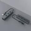 SAVIO USB-A stotelė su RJ-45 Gigabit Ethernet AK-57 — 3× USB-A + RJ-45, USB 3.2 Gen 1 Micro‑B pagrindinis, 5 Gbit/s, 4 prievadai, pilka