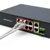 Ethernet Switch QOLTEC 52297 PoE RJ45 su PoE Uplink ir SFP prievadu