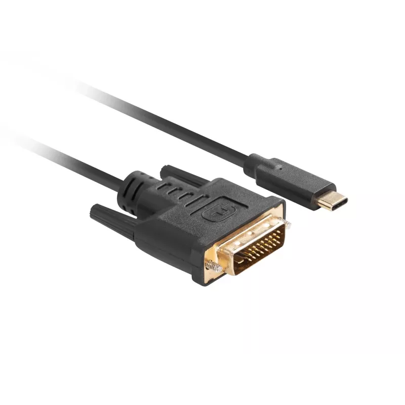 Video kabelio adapteris LANBERG CA-CMDV-10CU-0030-BK, USB Type-C į DVI-D, 3 m, juodas