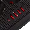 Maclean MCE391 B ilginimo lizdas – 6 kištukiniai lizdai, 4×USB-A + 1×USB-C, 110–240V, 2500W, 3 m laidas, juodas