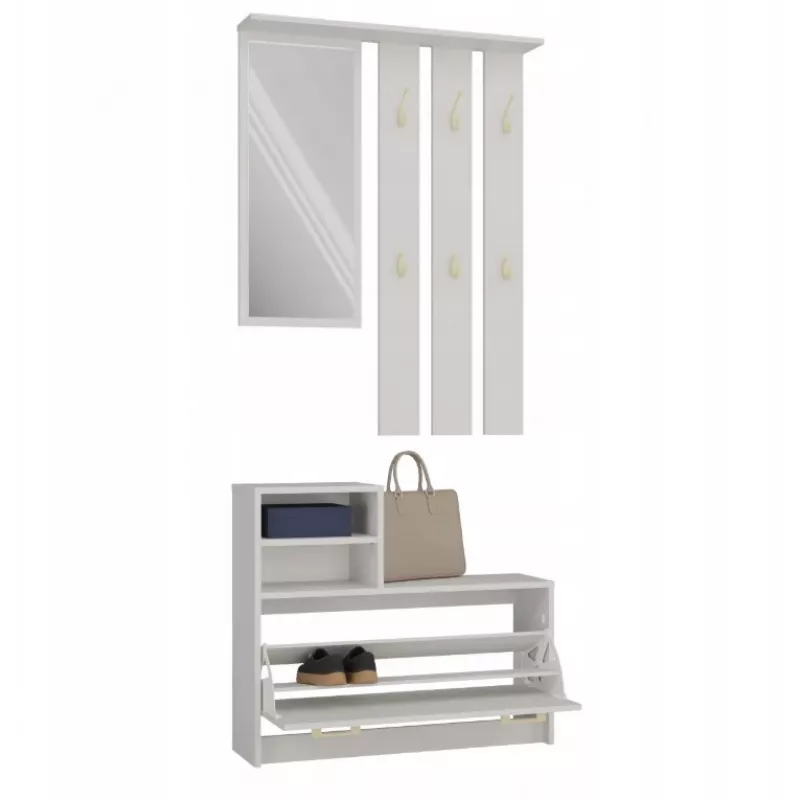 Spintelė batų laikymui VERA Cashmere GS1 — 1800×850×240 mm, su veidrodžiu, 1 lentyna, 6 kabliukais