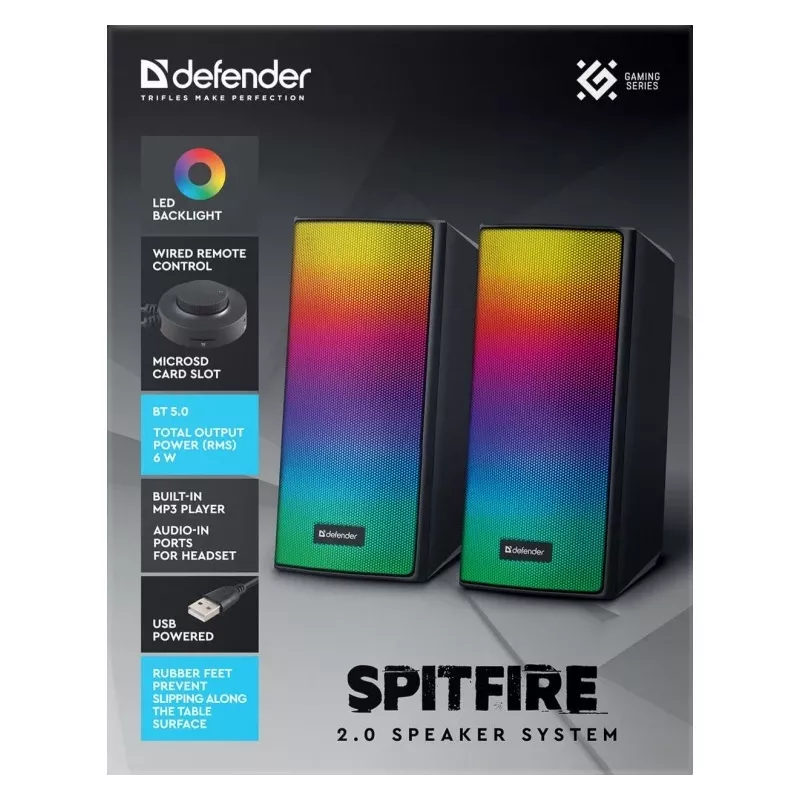 Garsiakalbiai Defender Spitfire 2.0 6W LED USB