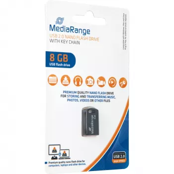 MediaRange Nano USB atmintukas - 8GB - USB 2.0 - Juodas (MR920)