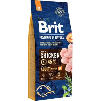 Sausas šunų maistas Brit Premium by Nature Adult M 15 kg – vištiena