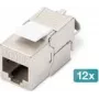 DIGITUS CAT 6A ekranuotas keystone modulis, be įrankių, RJ-45, plokščias, sidabrinis – 12 vnt. pakuotė