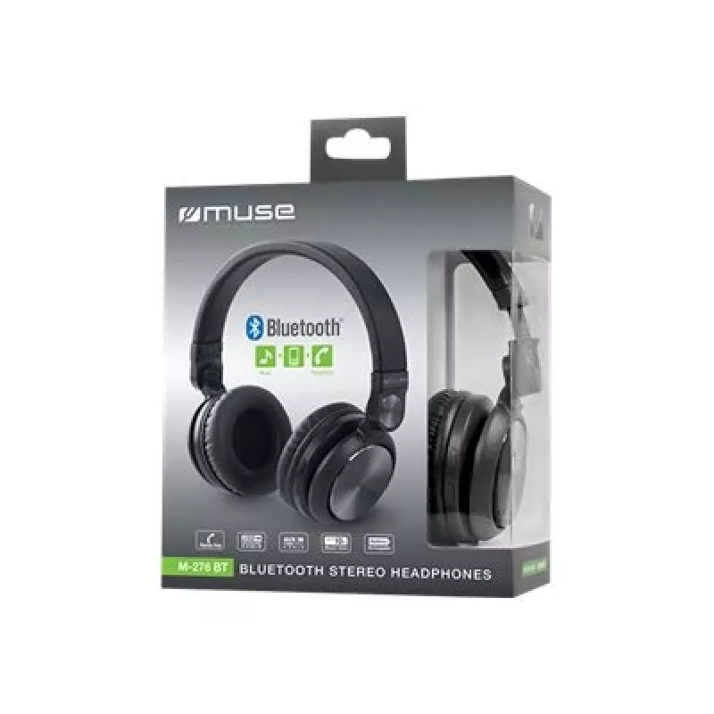 Ausinės / headset Muse M-276BT, laidinės ir belaidės, ant ausies, skambučiams ir muzikai, Bluetooth, juodos