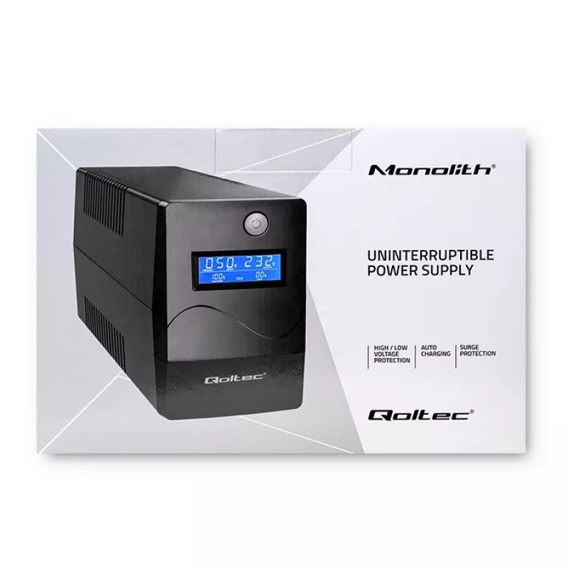 Qoltec Monolith nepertraukiamo maitinimo šaltinis (UPS) Dvigubo konvertavimo (Online) 0.45 kVA 240 W 2 AC lizdai