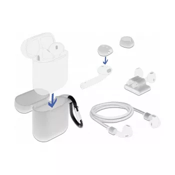 Aksesuarų rinkinys DeLOCK Apple AirPods apsaugai, baltas