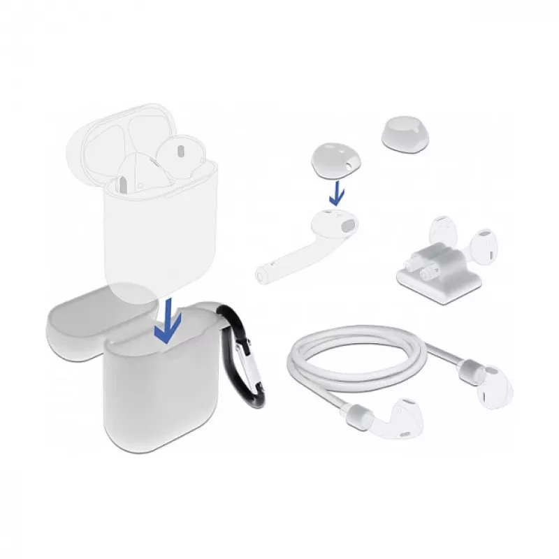 Aksesuarų rinkinys DeLOCK Apple AirPods apsaugai, baltas