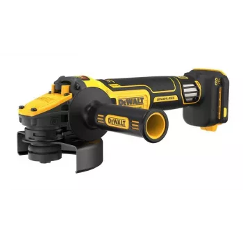 Belaidis kampinis šlifuoklis DeWalt DCG409VSN-XJ, su įspėjimu apie bateriją