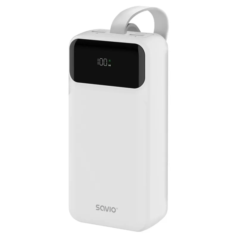 Power bank Savio BA-11 Ličio jonų 30000 mAh, 3,7 V, USB-C x2, baltas