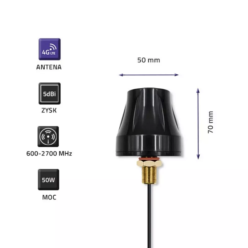 Kryptinė 4G LTE antena QOLTEC 57037, visakryptė, dvipolė, 5 dBi stiprinimas