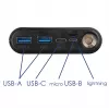 Akyga AK-BC-04 išorinės baterijos korpusas 8x 18650 Li-Ion elementams, 18 W, USB-C + 2x USB-A, LED žibintuvėlis, juodas