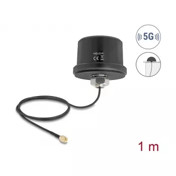 Antena DELOCK 81469 universal, kryptinė 5G LTE GNSS Wi‑Fi 6, SMA jungtis, stiprinimas 1.9–3.3 dBi