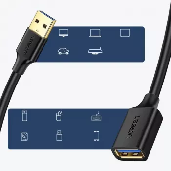 Ugreen USB 3.0 prailginimo laidas (motina) prie USB 3.0 (tėvas) 2m (juodas)
