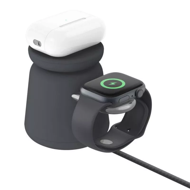 Belaidis įkroviklis Belkin WIZ027VFH36 2‑in‑1 magnetinis Qi2 15W, skirtas iPhone ir Apple Watch