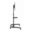 TV stovas GEMBIRD TVS-55T-01 32–55 coliams, plieninis, reguliuojamas aukštis, VESA 100x100–400x400, pakreipimas, ratukai, max 35 kg