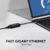 Ethernet adapterius Aukey CB-A30 USB-C į Gigabit RJ45 10/100/1000 Mbps, USB 3.0, aliuminis, LED indikatoriai