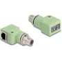Delock 60683 tinklo adapteris, M12 X-coded 8 kontaktų kištukas – RJ45 lizdas, Cat.5e, 90° kampu, žalias