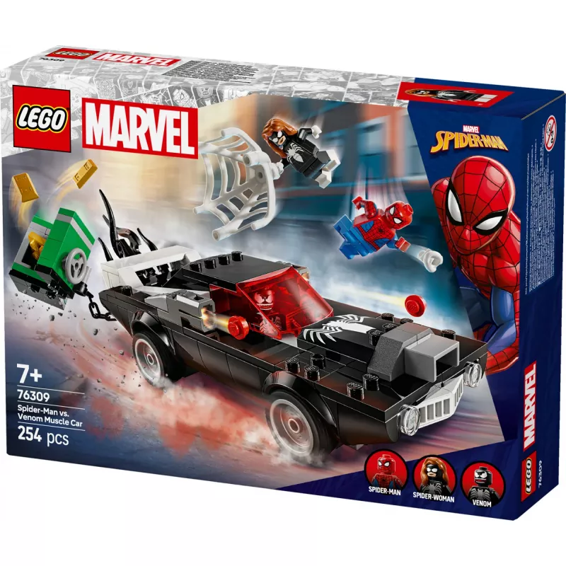 LEGO Marvel Super Heroes Konstruktorius Žmogus-voras prieš Venomą Raumeninis automobilis 76309 — 254 dalys, 3 minifigūrėlės, nuo 7 metų