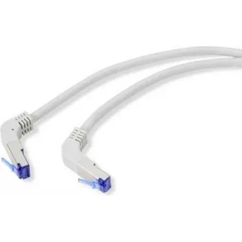 Renkforce RF-4892472 RJ45 tinklo laidas, jungiamasis laidas CAT 6a S/FTP 0,50 m pilkas (RAL 7035) 90° žemyn lenktas 1 vnt.