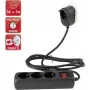Ilgintuvas REV Multiple Socket Outlet 3+1 jungtys su jungikliu, 2 m laidas, juodas