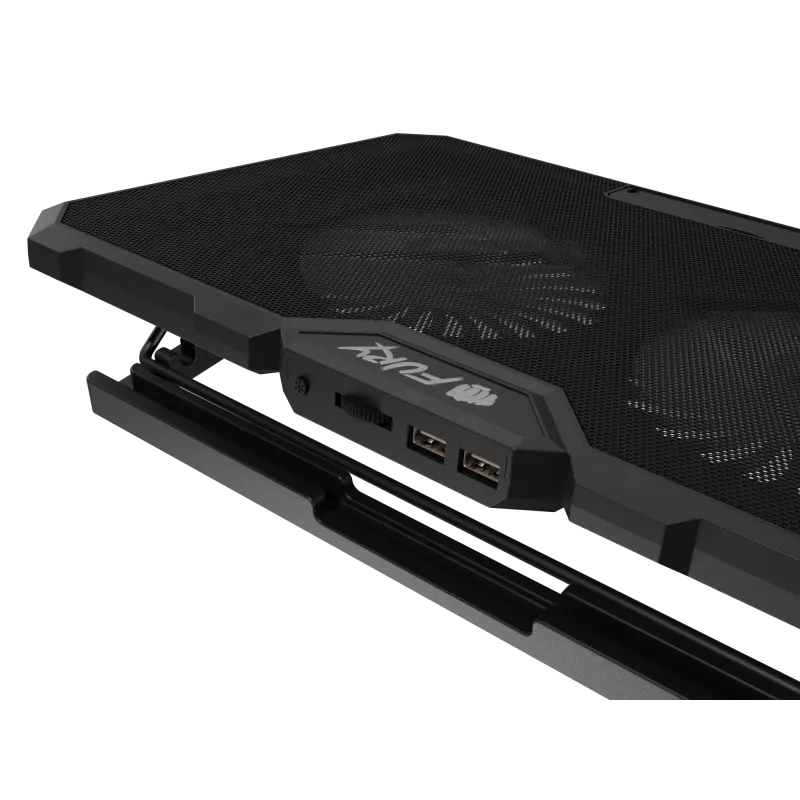 FURY GUNBAI G3 aušinimo padėklas nešiojamam kompiuteriui 14.1–17.3 col., 2 ventiliatoriai, RGB apšvietimas, 2× USB
