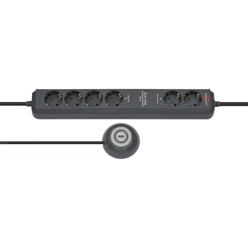 Prailginimo laidas Brennenstuhl Eco-Line Comfort Switch 2m 6 kištukinių lizdų