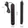 Maitinimo blokas MACLEAN MCE395 B – 5 kištukiniai lizdai, 3×USB, 110–240V AC, 2.1A USB, 2500W, 1,5 m laidas, juodas