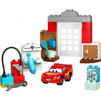 Konstruktorius LEGO DUPLO 10456 Disney McQueen ir Doko dirbtuvės – 35 dalys, nuo 2 metų