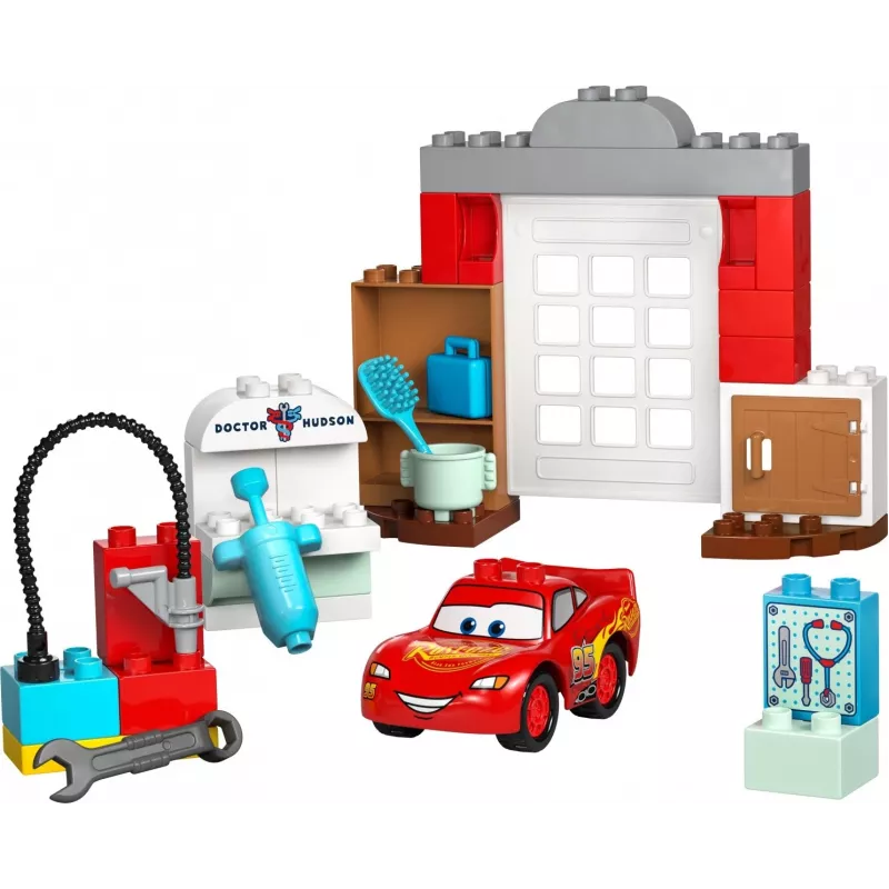 Konstruktorius LEGO DUPLO 10456 Disney McQueen ir Doko dirbtuvės – 35 dalys, nuo 2 metų