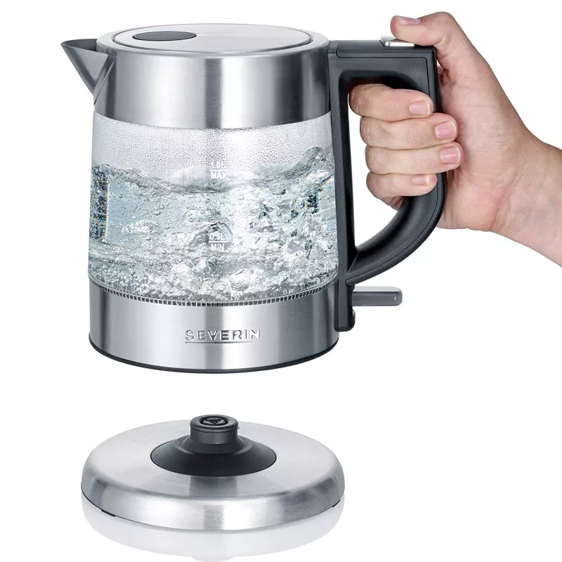 Severin WK 3468 elektrinis virdulys 1 l 2200 W Juoda, Nerūdijantis plienas, Peršviečiamas