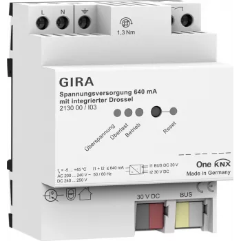 Gira KNX maitinimo šaltinis 640 mA su droseliu modelis 213000