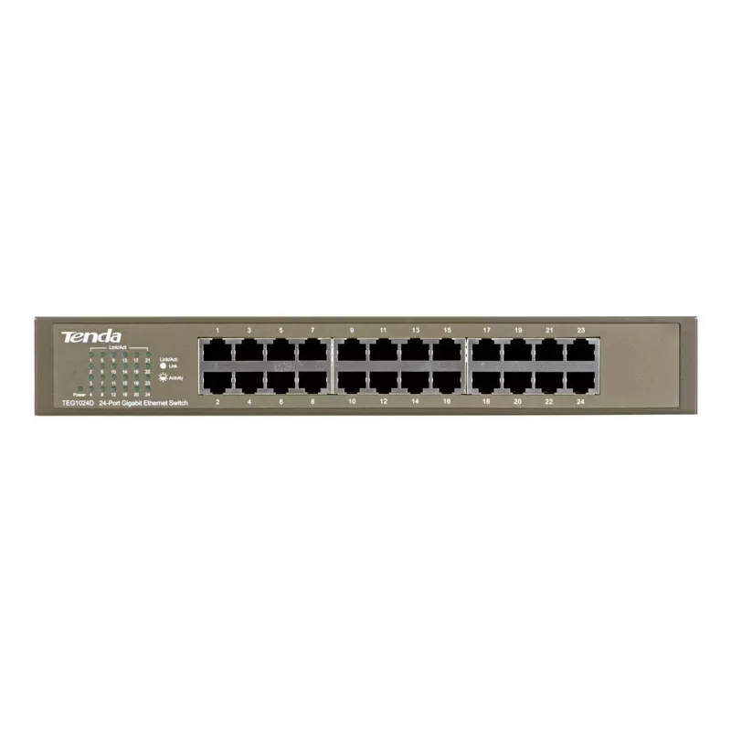 Nevaldomas jungiklis TENDA TEG1024D 24 prievadų Gigabit Ethernet, 48 Gbps, 8000 MAC lentelė, mėlynas
