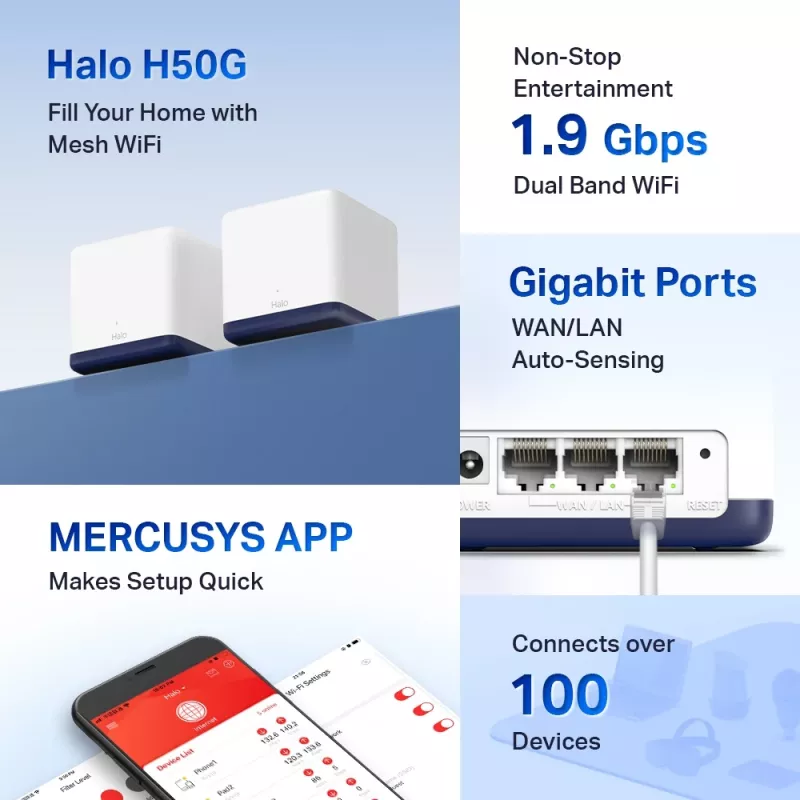 Mercusys AC1900 viso namo „Mesh“ belaidžio tinklo sistema