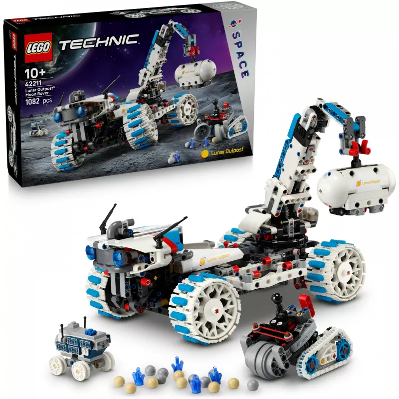 LEGO Technic 42211 Mėnulio roveris „Lunar Outpost“ – statybinis rinkinys, 1082 dalių, modulinė konstrukcija, 130×310×190 mm