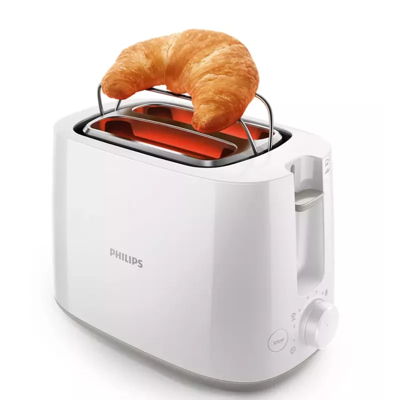 Skrudintuvas Philips Daily Collection HD2581/00 — 2 plytelės, 830 W, 8 kepimo lygiai, baltas