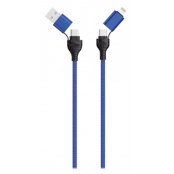 USB laidas 2GO 797368 1,2 m USB A/USB C/USB C/Lightning juodas mėlynas