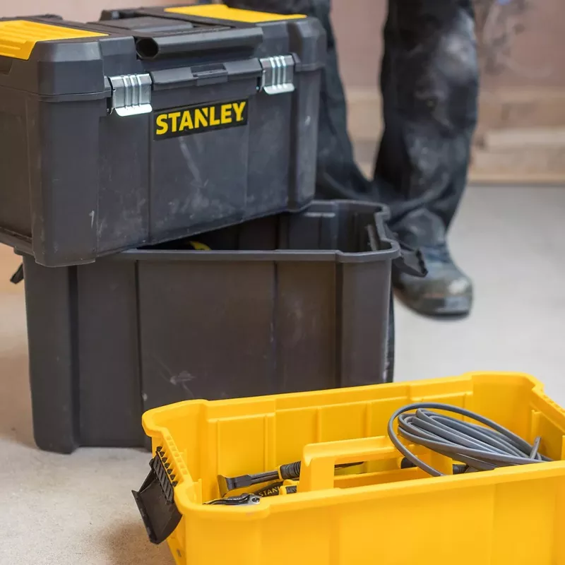Stanley Essential Tool kietasis dėklas plastikinis pilkas, geltonas