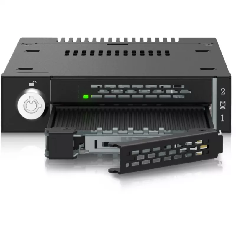 ICY DOCK ToughArmor MB834MK-B V2 – 2x M.2 NVMe į 1x 3,5″ lizdo mobilus stovas su metaliniu raktiniu užraktu, SlimSAS 4i, juodas