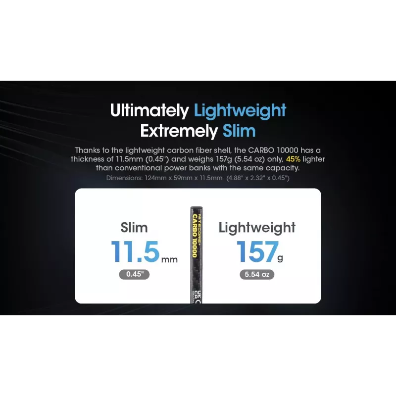Nitecore CARBO 10000 nešiojamasis akumuliatorius, 10000 mAh, juodas