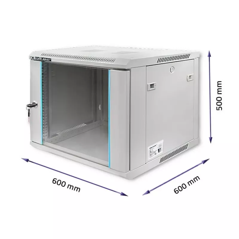 Rack spinta QOLTEC 19 colių 9U 600x500x600 sieninė arba ant grindų montuojama serverinė