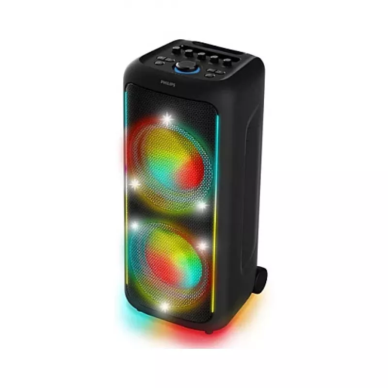 Nešiojamas vakarėlių garsiakalbis Philips TAX5000E/10 2 krypčių, 100 W RMS, Bluetooth, 20–20000 Hz, 4 Ω, juodas