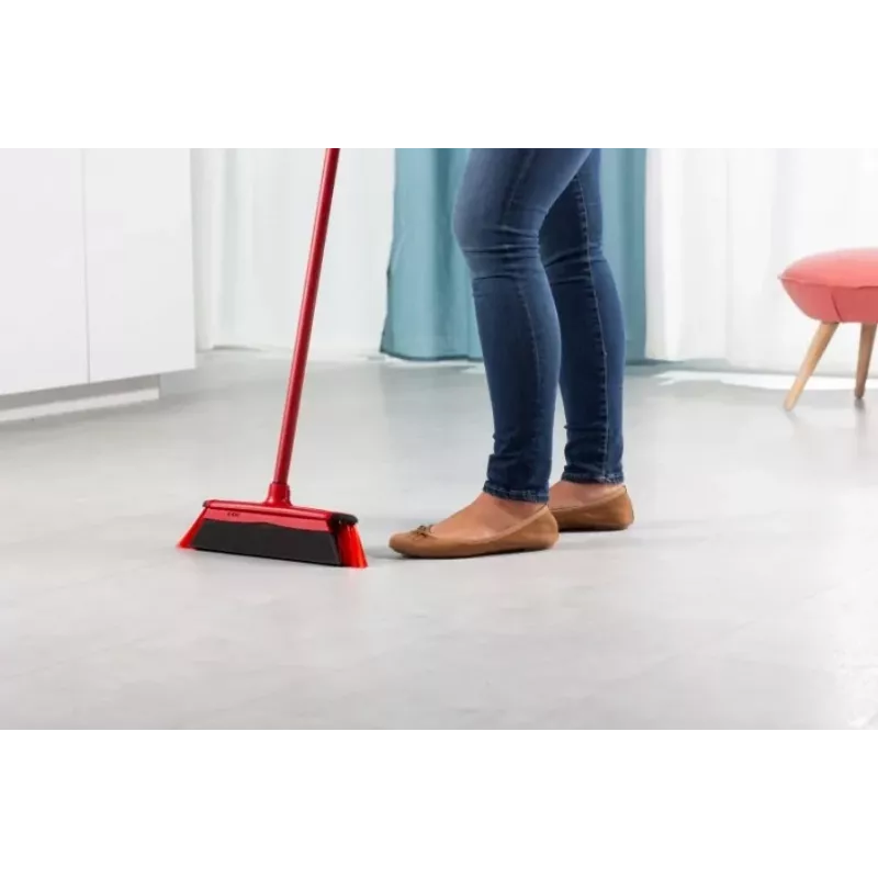 Grindų šluota VILEDA 143703 su rankena, technopolimeras, minkšti/kieti šeriai, vidaus patalpoms, 130 cm, raudona