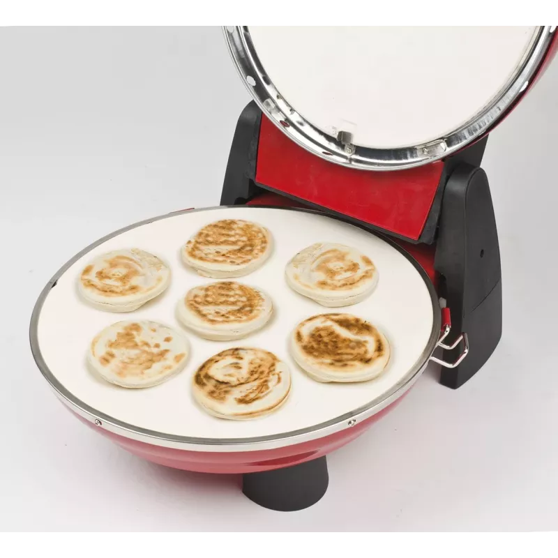 Picos kepimo aparatas G3FERRARI G10032 — 1200 W, akmens kepimo paviršius, iki 400 °C, 31 cm pica, mechaninis laikmatis, raudonas