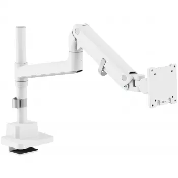 Laikiklis monitoriui DIGITUS Single, spaustuvinis, 57 col. maks., 27 kg talpa, VESA 75x75–100x100, baltas